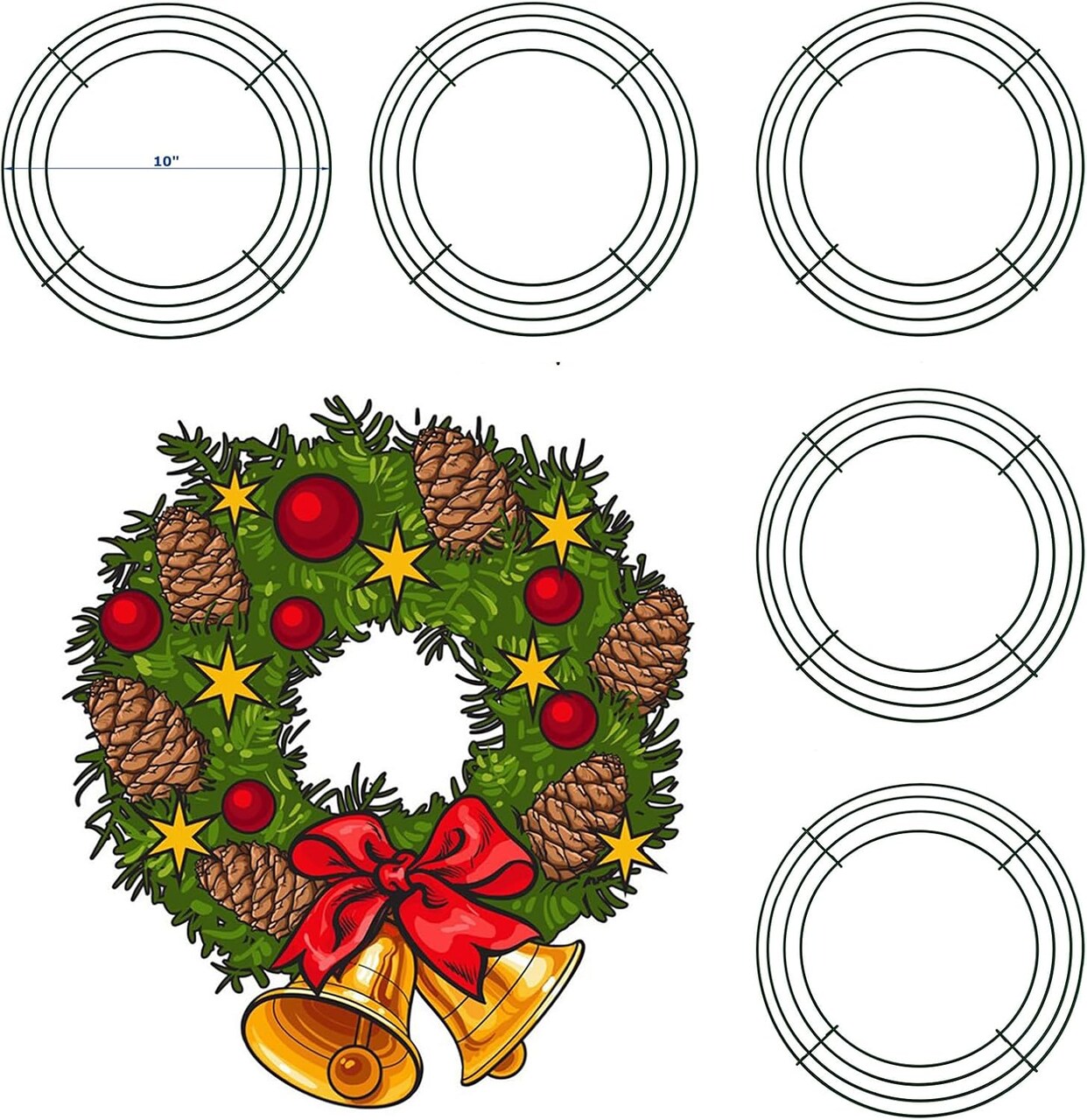 10 Inch Wire Wreath Frame Metal Wreath Form Front Door Wreath Ring for Decors Crafts DIY,5 Pack